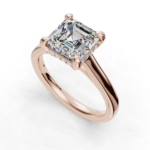 14K Rose Gold Asscher Engagement Ring Setting SVS Fine Jewelry Oceanside, NY