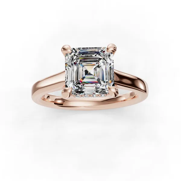 14K Rose Gold Asscher Engagement Ring Setting Image 4 SVS Fine Jewelry Oceanside, NY