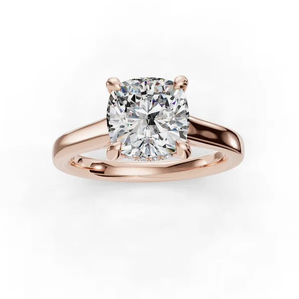 14K Rose Gold Cushion Engagement Ring Setting Image 4 SVS Fine Jewelry Oceanside, NY