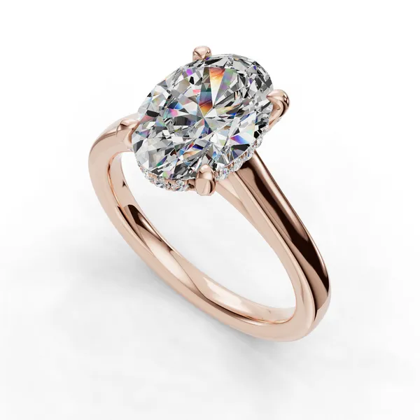 14K Rose Gold Oval Engagement Ring Setting SVS Fine Jewelry Oceanside, NY