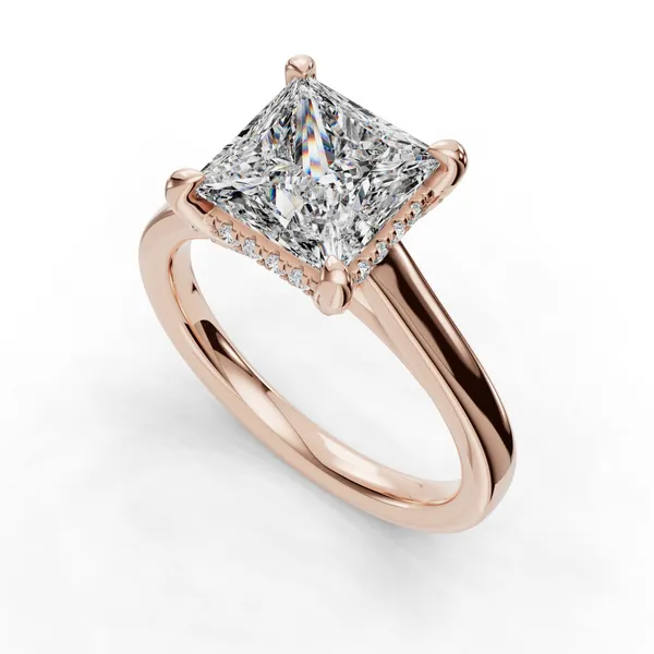 14K Rose Gold Princess Engagement Ring Setting SVS Fine Jewelry Oceanside, NY
