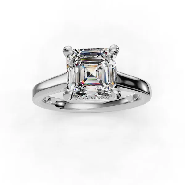 14K White Gold Asscher Engagement Ring Setting Image 4 SVS Fine Jewelry Oceanside, NY