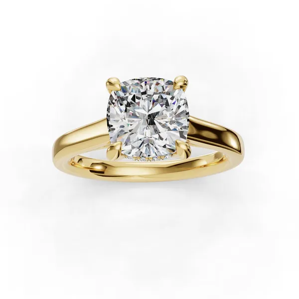 14K Yellow Gold Cushion Engagement Ring Setting Image 4 SVS Fine Jewelry Oceanside, NY