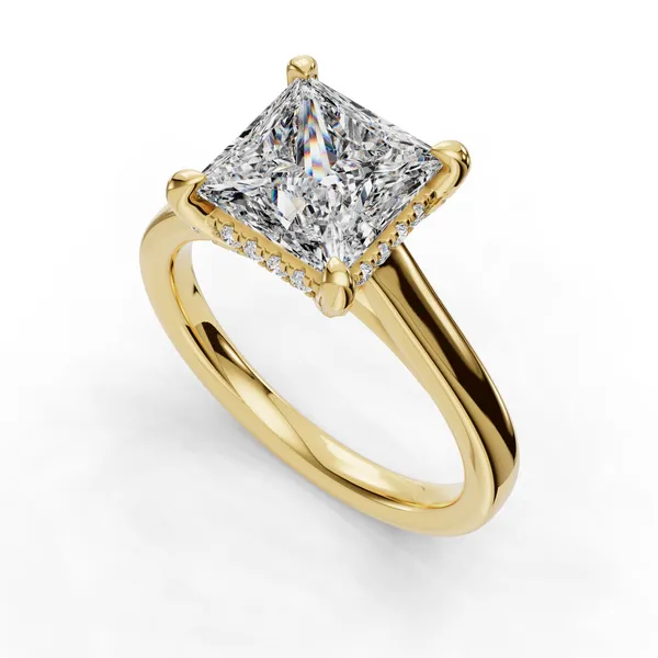 14K Yellow Gold Princess Engagement Ring Setting SVS Fine Jewelry Oceanside, NY