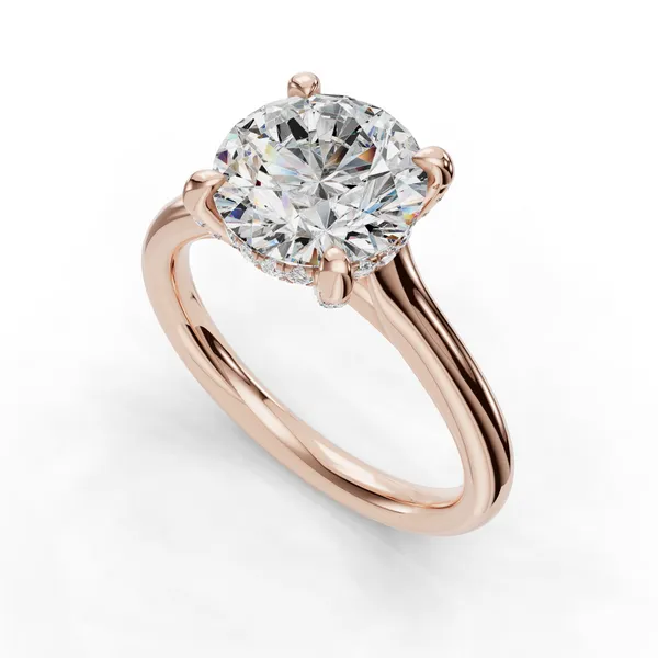 18K Rose Gold Round Engagement Ring Setting SVS Fine Jewelry Oceanside, NY