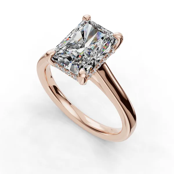 18K Rose Gold Radiant Engagement Ring Setting SVS Fine Jewelry Oceanside, NY