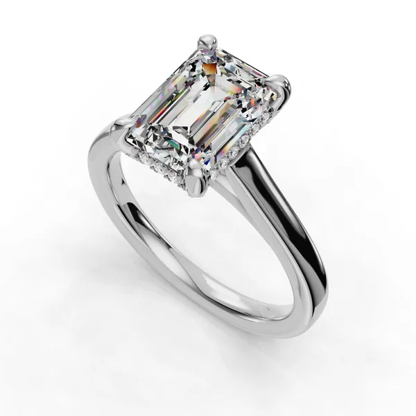 18K White Gold Emerald Engagement Ring Setting SVS Fine Jewelry Oceanside, NY