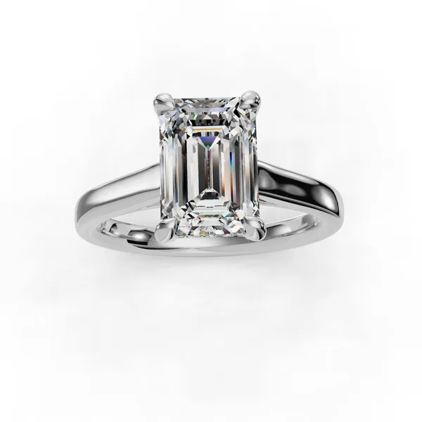 18K White Gold Emerald Engagement Ring Setting Image 4 SVS Fine Jewelry Oceanside, NY