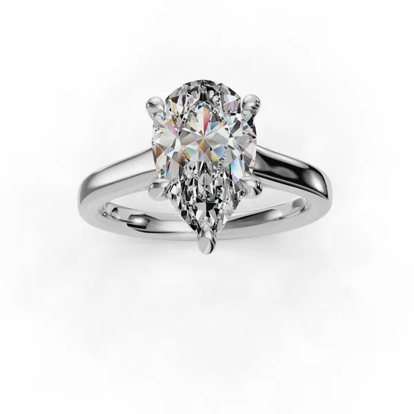 18K White Gold Pear Engagement Ring Setting Image 4 SVS Fine Jewelry Oceanside, NY