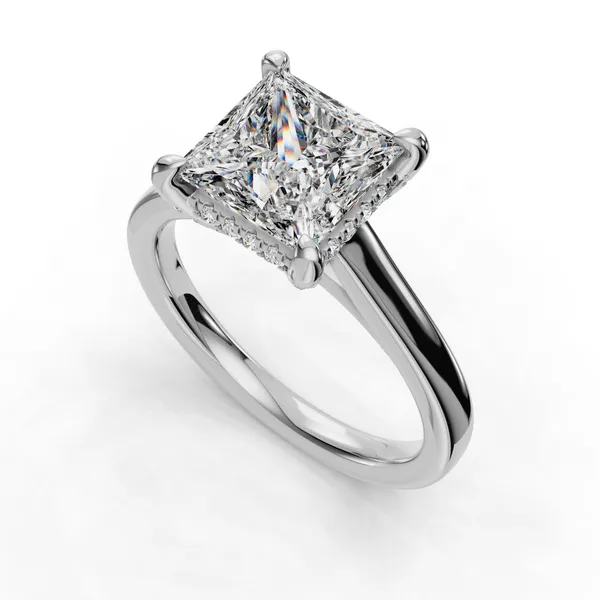 18K White Gold Princess Engagement Ring Setting SVS Fine Jewelry Oceanside, NY