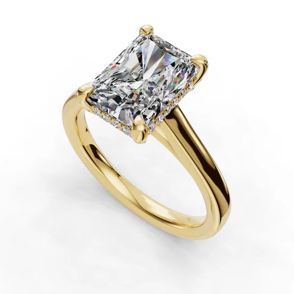 18K Yellow Gold Radiant Engagement Ring Setting SVS Fine Jewelry Oceanside, NY
