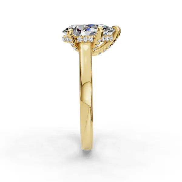 18K Yellow Gold Pear Engagement Ring Setting Image 3 SVS Fine Jewelry Oceanside, NY