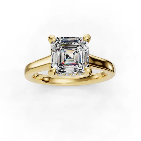 18K Yellow Gold Asscher Engagement Ring Setting Image 4 SVS Fine Jewelry Oceanside, NY