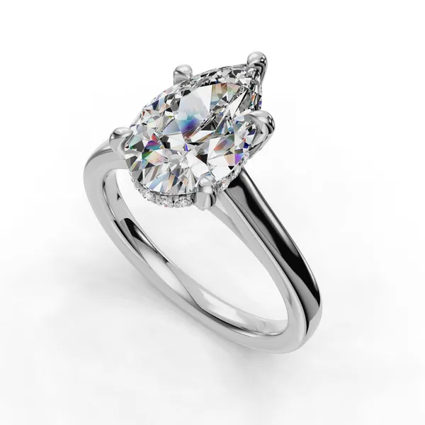 Platinum Pear Engagement Ring Setting SVS Fine Jewelry Oceanside, NY