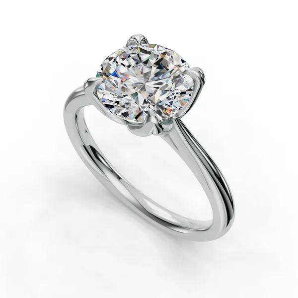 14K White Gold Round Engagement Ring Setting SVS Fine Jewelry Oceanside, NY