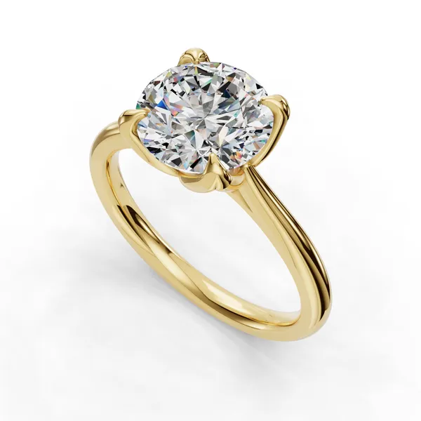 18K Yellow Gold Round Engagement Ring Setting SVS Fine Jewelry Oceanside, NY