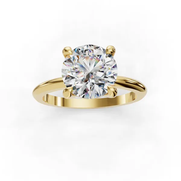 18K Yellow Gold Round Engagement Ring Setting Image 4 SVS Fine Jewelry Oceanside, NY