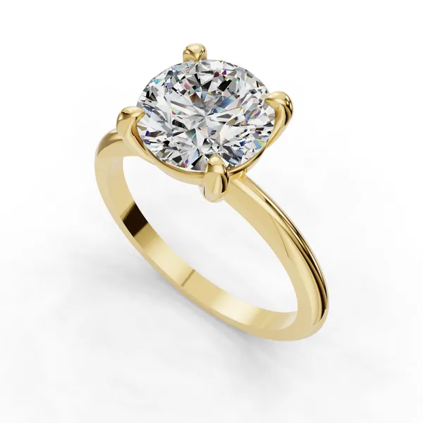 18K Yellow Gold Round Engagement Ring Setting SVS Fine Jewelry Oceanside, NY