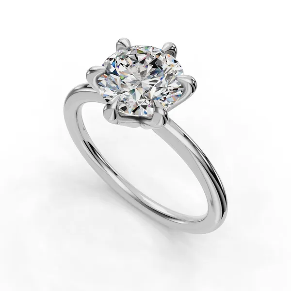 Platinum Round Engagement Ring Setting SVS Fine Jewelry Oceanside, NY