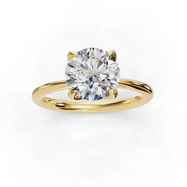 18K Yellow Gold Round Engagement Ring Setting Image 4 SVS Fine Jewelry Oceanside, NY