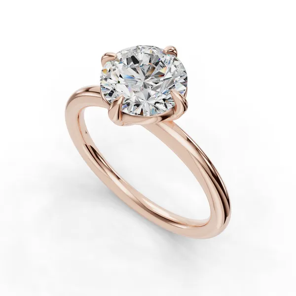 18K Rose Gold Round Engagement Ring Setting SVS Fine Jewelry Oceanside, NY