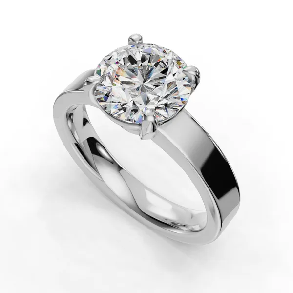 14K White Gold Round Engagement Ring Setting SVS Fine Jewelry Oceanside, NY