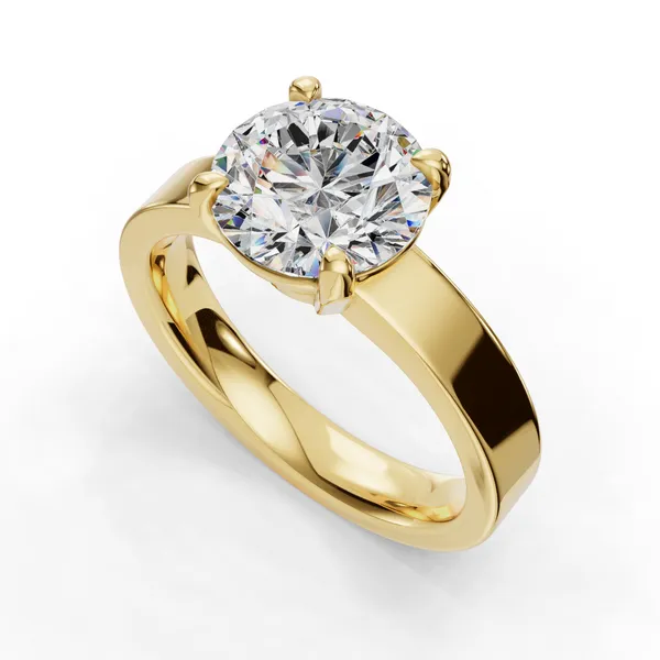 18K Yellow Gold Round Engagement Ring Setting SVS Fine Jewelry Oceanside, NY