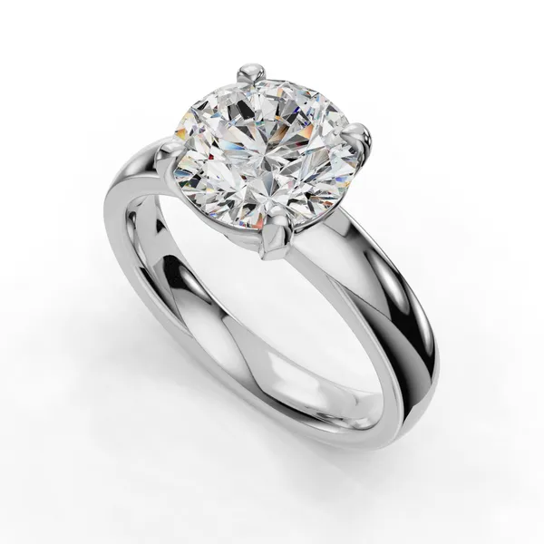 18K White Gold Round Engagement Ring Setting SVS Fine Jewelry Oceanside, NY