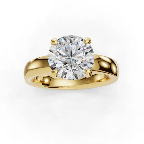 18K Yellow Gold Round Engagement Ring Setting Image 4 SVS Fine Jewelry Oceanside, NY