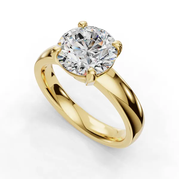 18K Yellow Gold Round Engagement Ring Setting SVS Fine Jewelry Oceanside, NY
