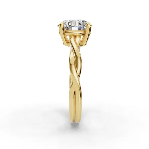 14K Yellow Gold Round Engagement Ring Setting Image 3 SVS Fine Jewelry Oceanside, NY