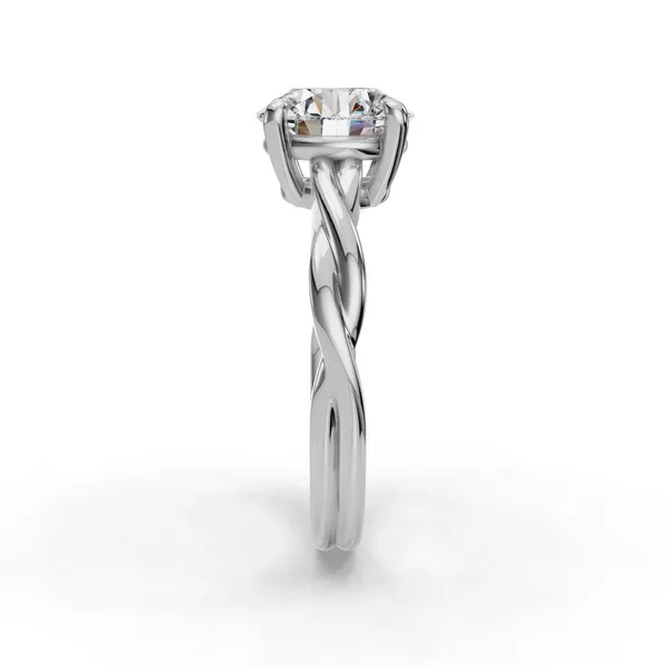 18K White Gold Round Engagement Ring Setting Image 3 SVS Fine Jewelry Oceanside, NY