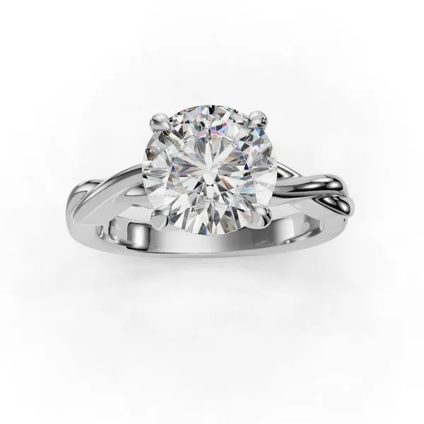 18K White Gold Round Engagement Ring Setting Image 4 SVS Fine Jewelry Oceanside, NY