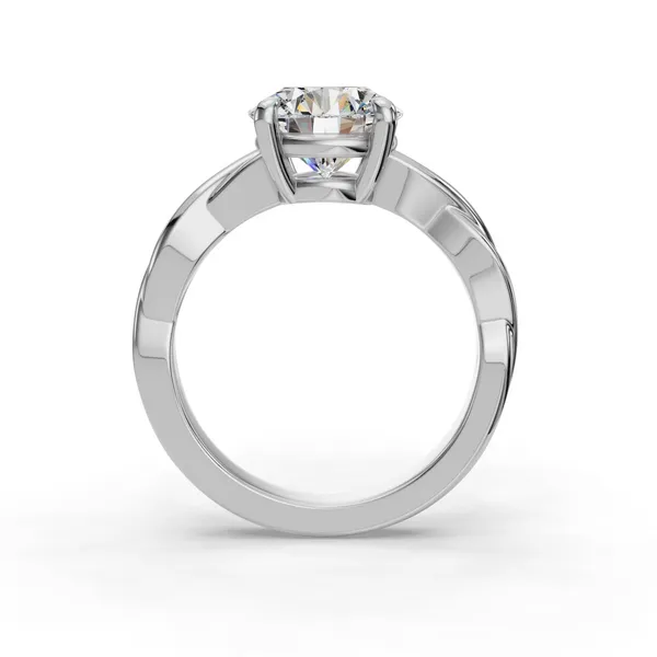 18K White Gold Round Engagement Ring Setting Image 2 SVS Fine Jewelry Oceanside, NY