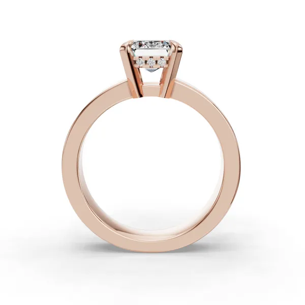 14K Rose Gold Emerald Engagement Ring Setting Image 2 SVS Fine Jewelry Oceanside, NY