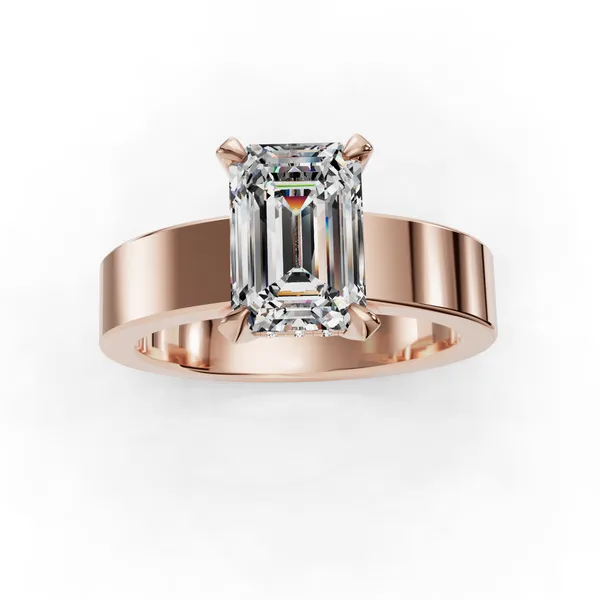 14K Rose Gold Emerald Engagement Ring Setting Image 4 SVS Fine Jewelry Oceanside, NY