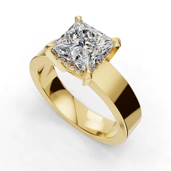 14K Yellow Gold Princess Engagement Ring Setting SVS Fine Jewelry Oceanside, NY