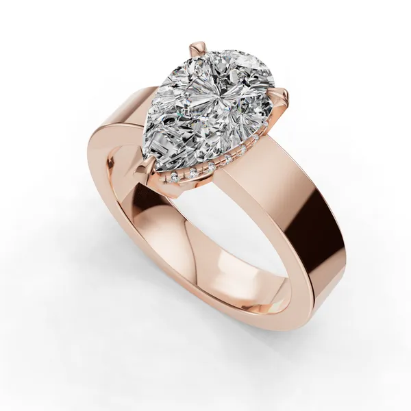 18K Rose Gold Pear Engagement Ring Setting SVS Fine Jewelry Oceanside, NY
