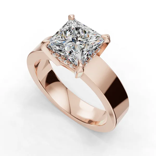 18K Rose Gold Princess Engagement Ring Setting SVS Fine Jewelry Oceanside, NY