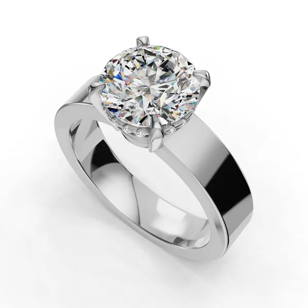 18K White Gold Round Engagement Ring Setting SVS Fine Jewelry Oceanside, NY