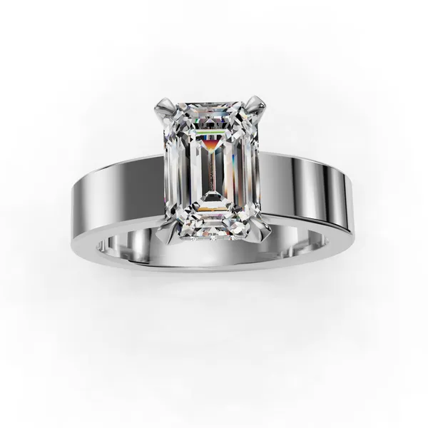 18K White Gold Emerald Engagement Ring Setting Image 4 SVS Fine Jewelry Oceanside, NY