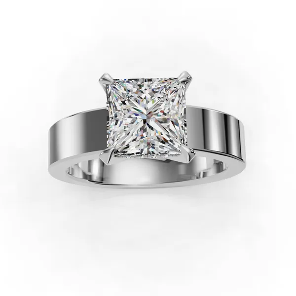 18K White Gold Princess Engagement Ring Setting Image 4 SVS Fine Jewelry Oceanside, NY