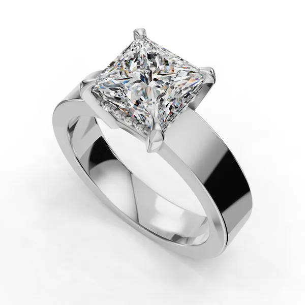18K White Gold Princess Engagement Ring Setting SVS Fine Jewelry Oceanside, NY