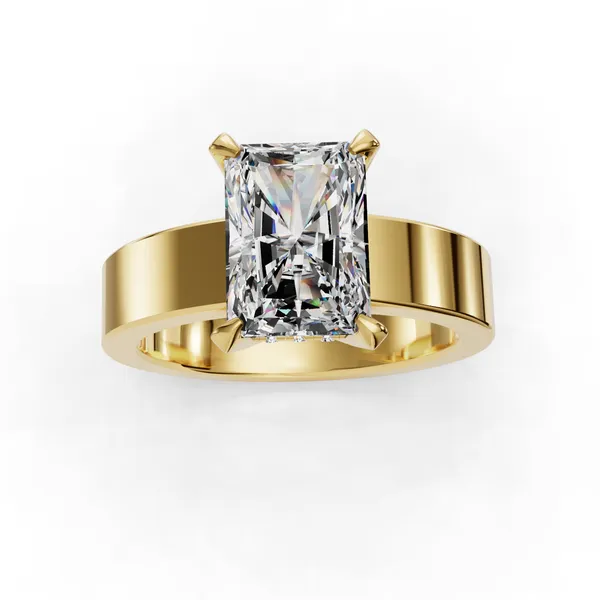 18K Yellow Gold Radiant Engagement Ring Setting Image 4 SVS Fine Jewelry Oceanside, NY