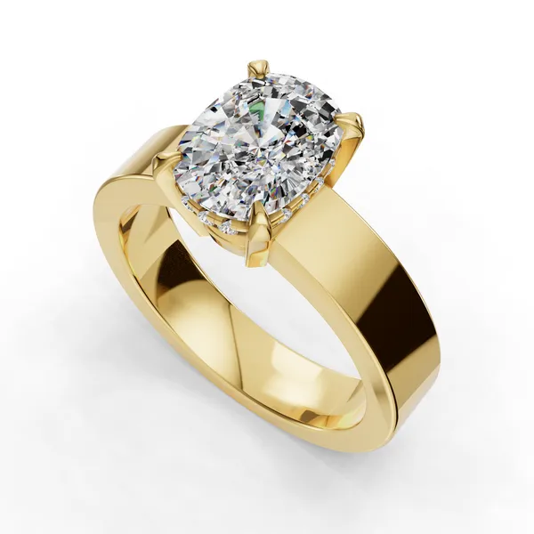 18K Yellow Gold Cushion Engagement Ring Setting SVS Fine Jewelry Oceanside, NY