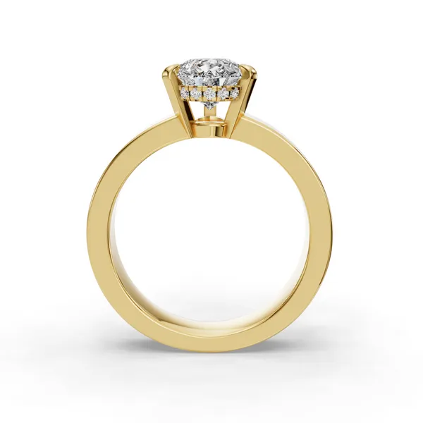 18K Yellow Gold Pear Engagement Ring Setting Image 2 SVS Fine Jewelry Oceanside, NY