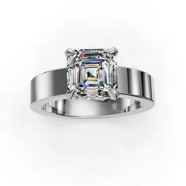 Platinum Asscher Engagement Ring Setting Image 4 SVS Fine Jewelry Oceanside, NY