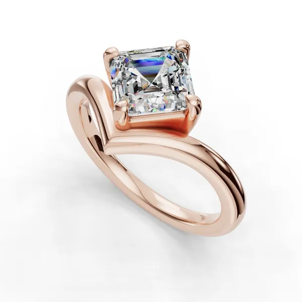 14K Rose Gold Asscher Engagement Ring Setting SVS Fine Jewelry Oceanside, NY
