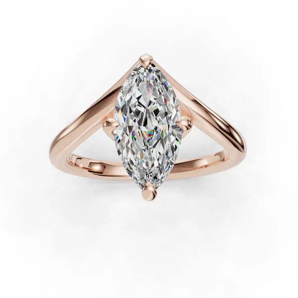 14K Rose Gold Marquise Engagement Ring Setting Image 4 SVS Fine Jewelry Oceanside, NY