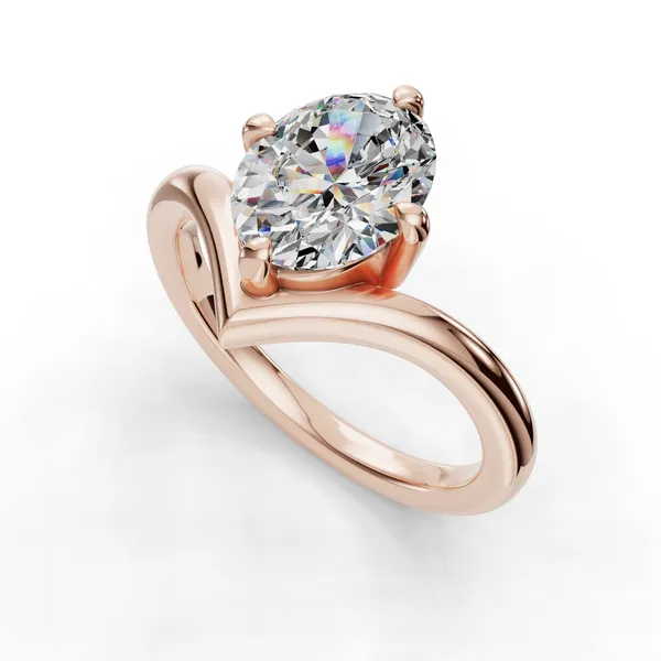 14K Rose Gold Oval Engagement Ring Setting SVS Fine Jewelry Oceanside, NY